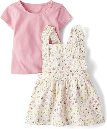 The Children's Place Baby Girls' And Toddler Short Sleeve Shirt and Skirtall 2 Piece Outfit