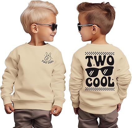 2nd Birthday Sweatshirt for Boy Two Cool Birthday Outfit 2 Year Old Toddler Boy Second Bday Party Long Sleeve Shirt