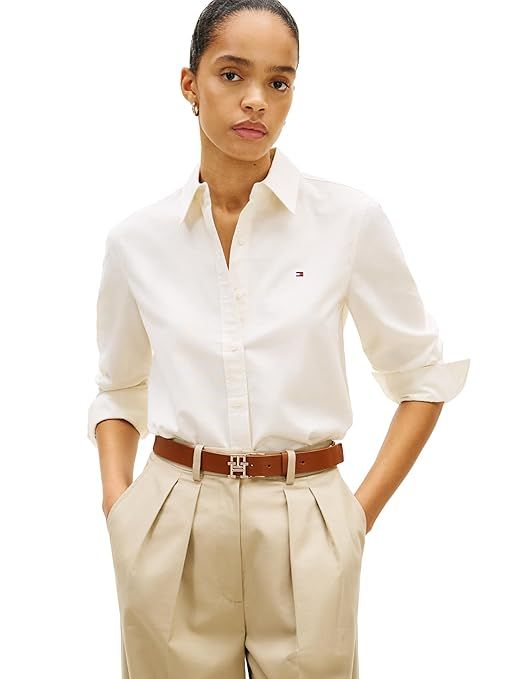 About this item  •   TOMMY HILFIGER WOMEN'S SHIRTS: Tommy Hilfiger's long sleeve button down shirts for women is made of a premium blend of cotton with stretch fibers with a soft hand feel & comfortable fit. This shirt for women is perfect for everyday lo