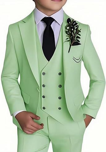 Boy's 4 Piece Suit Slim Fit Suit One Button Formal Wedding Suits Prom Dress Suit with Tie