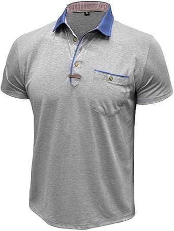 Fashion Men's Sports Short Sleeves Vintage Polyester Lapel T-Shirts Casual Outdoor Breathable Tops