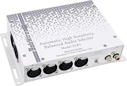 Automatic Balanced Audio Selector by BobWire, Model XLR1 - Switch Operates by Audio Sensing or 12V Trigger (2 XLR Input or 1 XLR & 1 RCA Input to a Single Balanced Output)