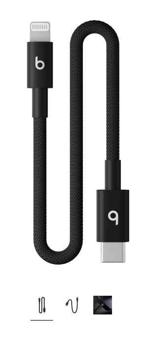 สายถัก Beats แบบสั้น USB-C เป็น Lightning (20 ซม.) – สีดำโบลต์แบล็ค