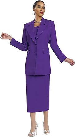 Women Two-Piece Skirt Suit Set | Church Skirt with Button Closure Jacket and Gloves | Choir Uniform by Ben Marc | BM2299