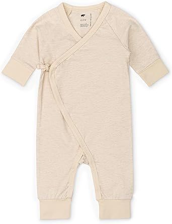 monica + andy Kimono Tie Long Sleeve One Piece, 100% Organic Baby Clothes for Girls & Boys, Preemie, Newborn & Infant