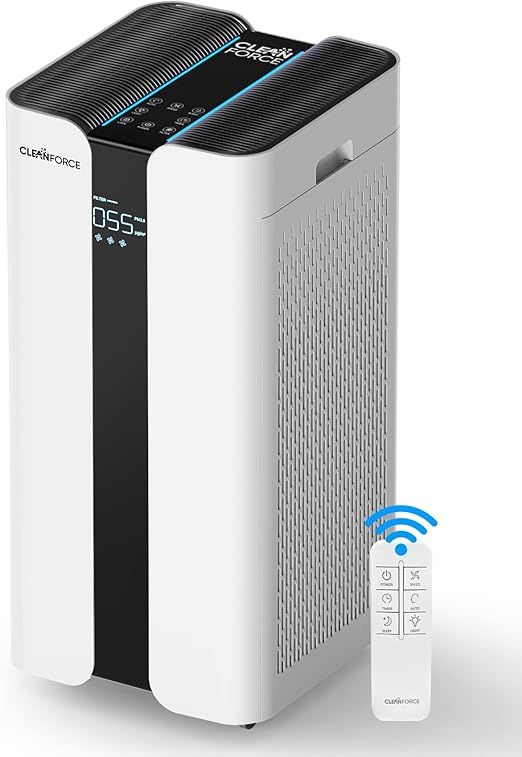 CleanForce Extra Large Air Purifier for Home Large Room,H13 HEPA Air Purifier with Carbon,Covers 3000ft² Office,Bedroom,Industrial Environment,Remove 99.97% Dust,Smoke,Odor,Pollen,VOCs MEGA1000 New