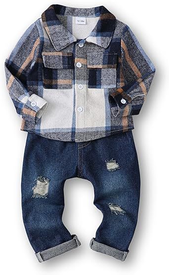 XUANHAO Baby Boy Clothes Infant Toddler Boy Outfits 12 18 24 Months 2T 3T 4T 5T Jeans Pants Clothing Set Fall Winter Clothes