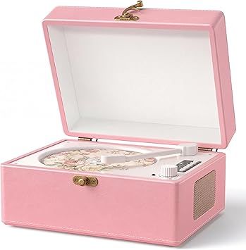 Portable CD Player with Bluetooth for Home CD Player with Built-in Speakers,Compact Desktop Design,USB,AUX,Headphone Jack,Vintage CD Player for Music Lovers,Birthday Gifts for Women-Pink