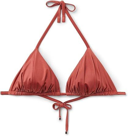 CALZEDONIA Woman's Removable Padding Triangle Swimsuit Top Shiny Satin