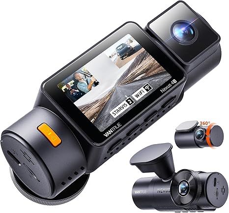 Vantrue New N4S 3 Channel Dash Cam, Front Rear Inside 2.7K+1440P+1440P Dashcam for Cars, Front and Rear Dual Channel, PlatePix™ Tech, STARVIS 2 Night Vision, Parking Mode, Wi-Fi, Support 1TB (RC18)