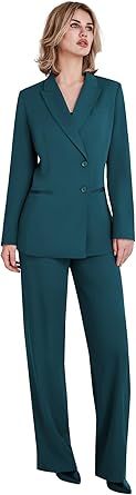 Women's Two Piece Sets Pants Suits Dressy Business Casual Outfits Pantsuits Set Work Office Blazer and Wide Leg