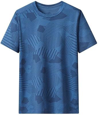 Men's Breathable Outdoor Sports Short Sleeves Wicking Loose-fit Half Tops Fashion Polyester Round Neck Vest