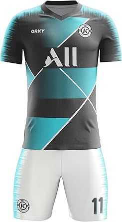 ORKY Men Customize Soccer Jersey with Short, Personalized Name Number Team Outfit, Custom Made Footbal Tournament Uniform