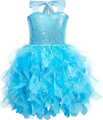 Suppromo Tutu Dress for Girls Sparkly Sequin Tulle Princess Birthday Party Prom Outfit Toddler Girls Sneaker Ball Gown Dress