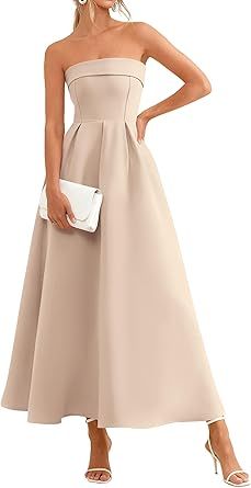 PRETTYGARDEN Cocktail Dresses for Women 2026 Summer Formal Elegant Tube Top Strapless Spring Wedding Guest Party Midi Dress