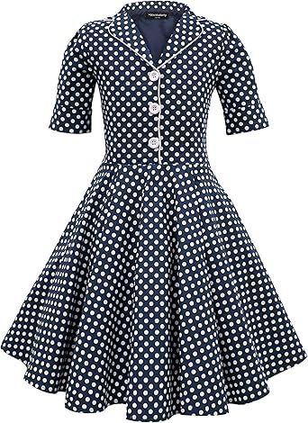 BlackButterfly Kids 'Sabrina' Vintage Polka Dot 50's Girls Dress