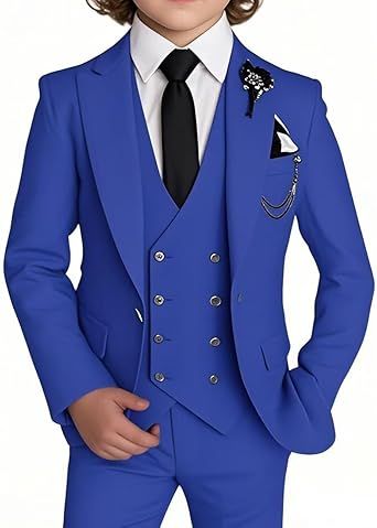 Boy's 4 Piece Suit Slim Fit Suit One Button Formal Wedding Suits Prom Dress Suit with Tie
