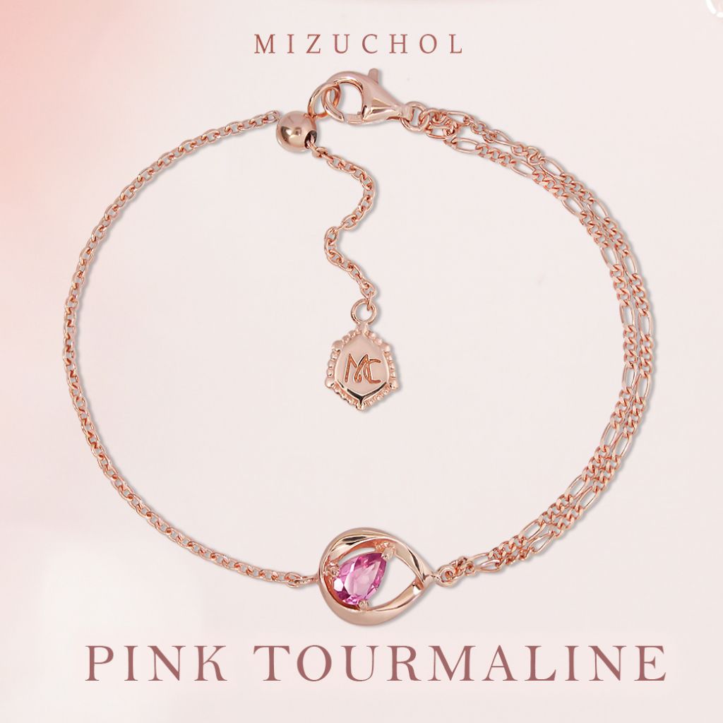 Mizuchol สร้อยข้อมือ A Drop Of Rose’ Bracelet พลอย Pink Tourmaline