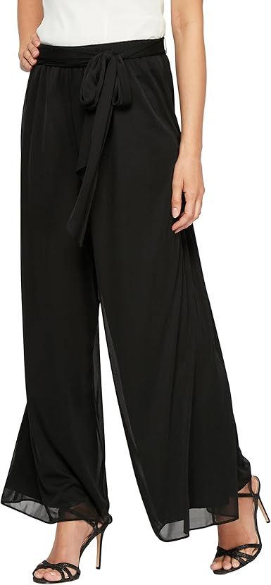 Alex Evenings Womens Wide Leg Chiffon Dress Pant for Mother of The Bride, Elegant Party Outfit (Petite and Regular Sizes)