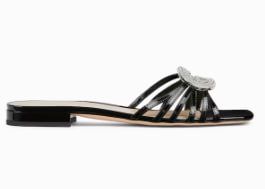 Women's slide with crystal Interlocking G