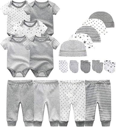 Kiddiezoom Unisex Baby Layette Essentials Giftset Clothing Set 19-Piece For Newborn Baby