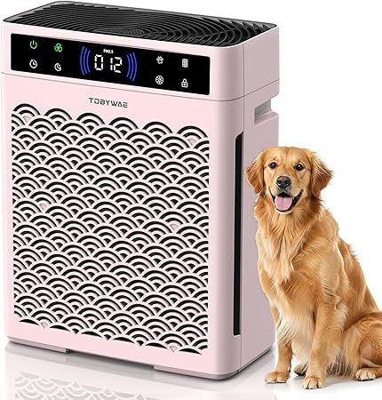 Air Purifiers for Home, Large Room up to 3000 Ft², HEPA Air Purifier for Home Pets with Filter, Air Quality Sensor, Timer, Air Cleaner for Bedroom, Dorm Room, Pet Hair, Office - Pink