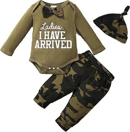 Baby Boy Clothes Infant Newborn Outfits Long Sleeve Letter Print Romper + Hat + Pants Set