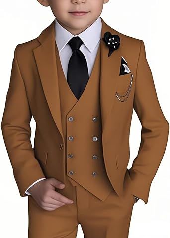 Boy's 4 Piece Suit Slim Fit Suit One Button Formal Wedding Suits Prom Dress Suit with Tie