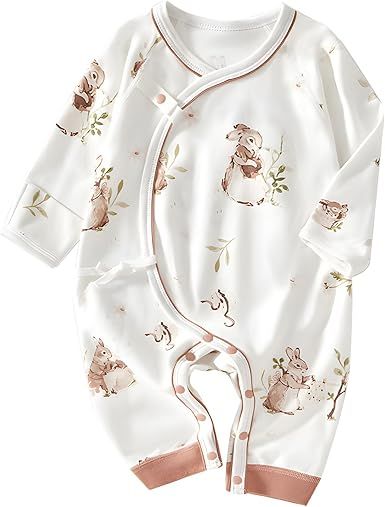100% Organic Cotton Soft 0-6 Months Unisex Footless Newborn Baby Sleepers Pajamas Romper Boys Girls Long Sleeve