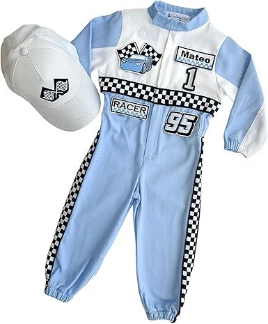 Handmade Race Car Driver Costume for Toddlers - Halloween Costume, Boys Racing Outfit, Toddler Racer Suit