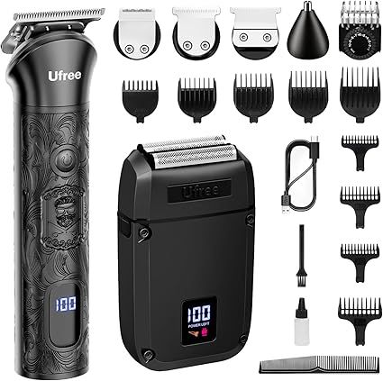 Ufree Beard Trimmer for Men, Foil Shaver Electric Razor, Shavers for Body Face Nose Ear, Cordless Hair Trimmer, Professional Hair Clippers, Mustache Grooming Kit Birthday Gifts for Men