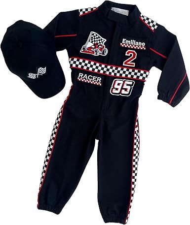 Handmade Race Car Driver Costume for Toddlers - Halloween Costume, Boys Racing Outfit, Toddler Racer Suit