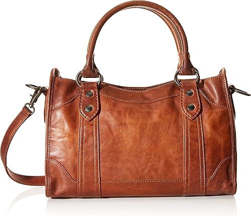 Frye Women's Melissa Zip Satchel Leather Handbag with Adjustable Shoulder Strap & Top Handle