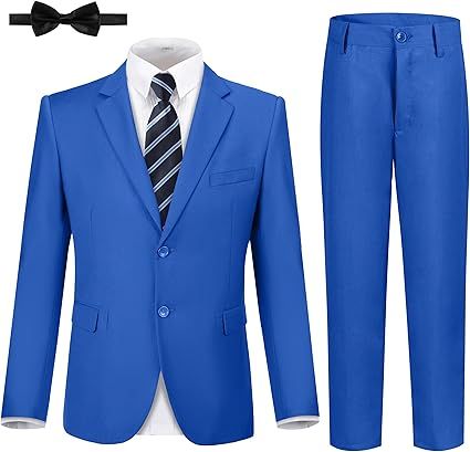 JPF Boys Formal Suits Slim Fit 5 Piece Kids Suit Jacket Pants Set with Dress Shirt and Tie for Wedding Prom