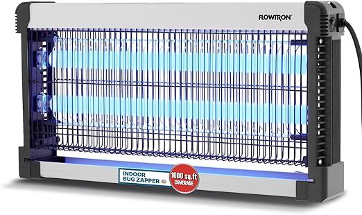Flowtron Indoor Bug Zapper: 3000V Electric Insect Killer & Mosquito Trap - 1000 Sq Ft Coverage - 30W Dual UV Light Fly Zapper for Kitchen, Bedroom, RV & Restaurant - Safe Gnat & Moth Killer