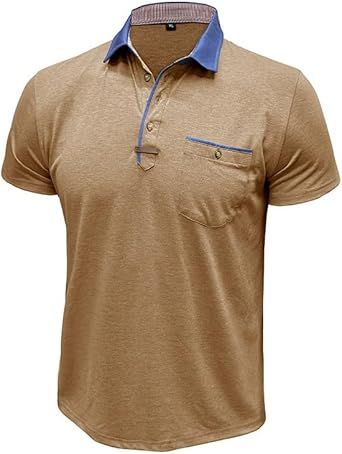 Fashion Men's Sports Short Sleeves Vintage Polyester Lapel T-Shirts Casual Outdoor Breathable Tops
