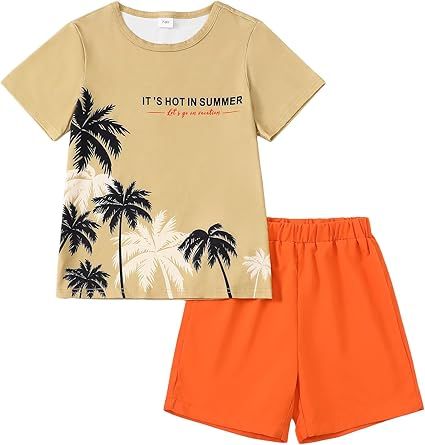 Boy Clothes Kids Boy's Summer Outfits Shorts Sleeve Crewneck T Shirt Tops Tees Shorts Sets Boy's 2 Piece Outfits