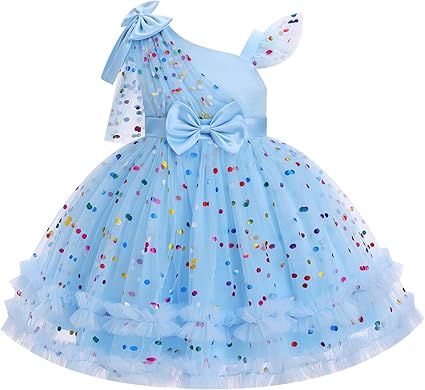 OBEEII Toddler Baby Girls Pageant Dress Sequins Heart Tulle Tutu Dress Flower Wedding Princess Birthday Party Prom Gown