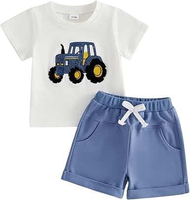 Amiblvowa Toddler Boys Summer Outfits Dad's Little Hunting Dude Duck Embroidery Short Sleeve T-Shirt Tops Casual Shorts Set