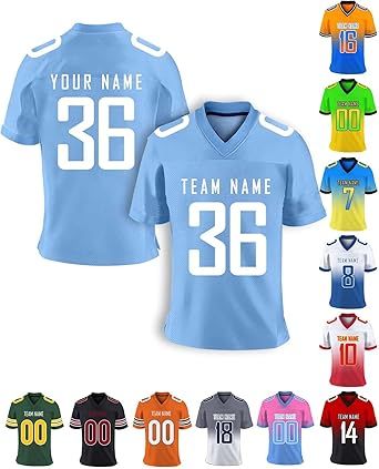 Custom Football Jersey Personalized Team Name Number Practice Jerseys Customized Football Shirt for Men Youth Women Kids