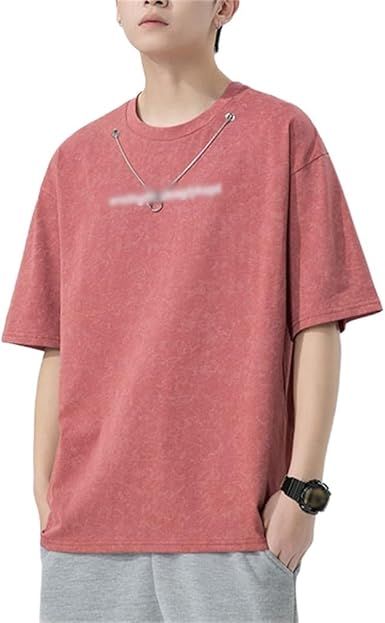 Japanese Short Sleeved T-Shirt, Men's Loose Fitting Letters, Washed Old Round Neck, Half Shirt