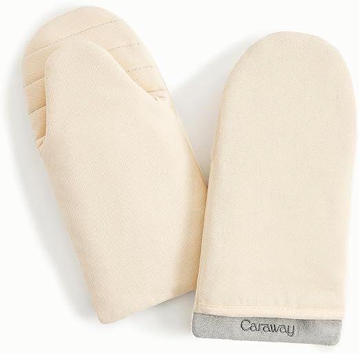 Caraway Oven Mitts - 100% Organic Cotton Oven Mitt - Double-Layer & Stain-Resistant Stitching - Safe Handling of Hot Kitchenware - Set of 2 -