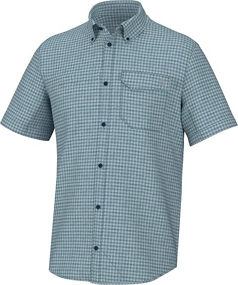 HUK - Men's Tide Point Pattern Short Sleeve Shirt, Fishing Button Down