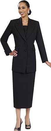 Women Two-Piece Skirt Suit Set | Church Skirt with Button Closure Jacket and Gloves | Choir Uniform by Ben Marc | BM2299