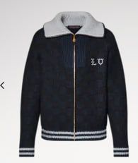 Damier pattern knitted blouse jacket