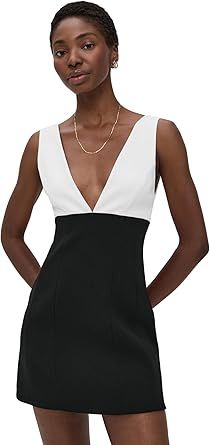 alice + olivia Women's Mandy Deep Plunge Neck Mini Dress