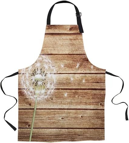 Dandelion on the Wooden Board Printed Kitchen Cooking Baking Aprons Canvas Sleeveless for Women Man Kids Home