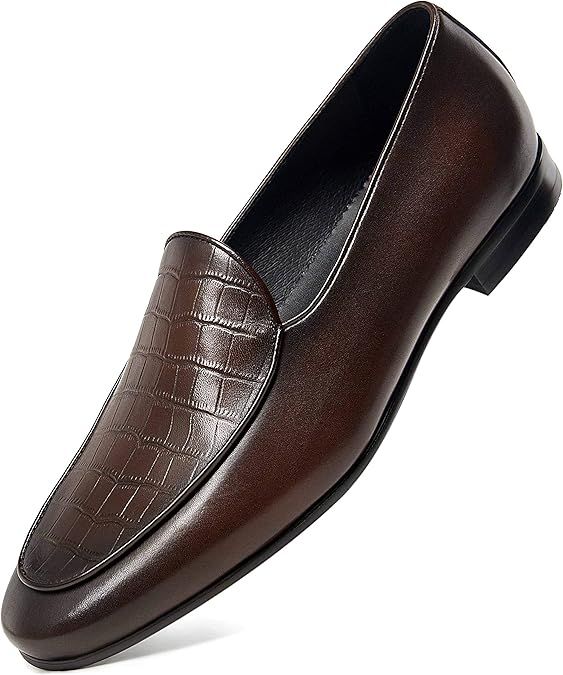GIFENNSE Men's Dress Shoes Slip-On Loafers Leather Formal Shoes