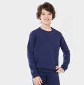 Boys'/Girls' Long-Sleeve Round-Neck Brushed Jersey Hoodie (Navy Blue)