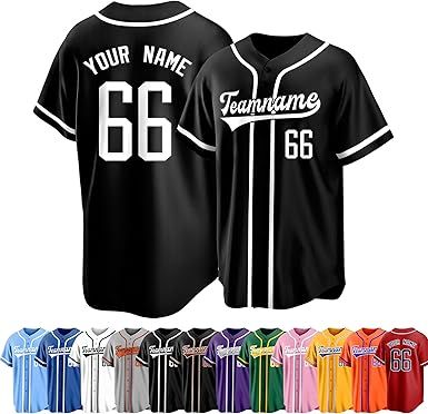 Custom Baseball Jersey Personalized Team Uniforms for Men Women Boys and Girls Add Your Name Number or Logo